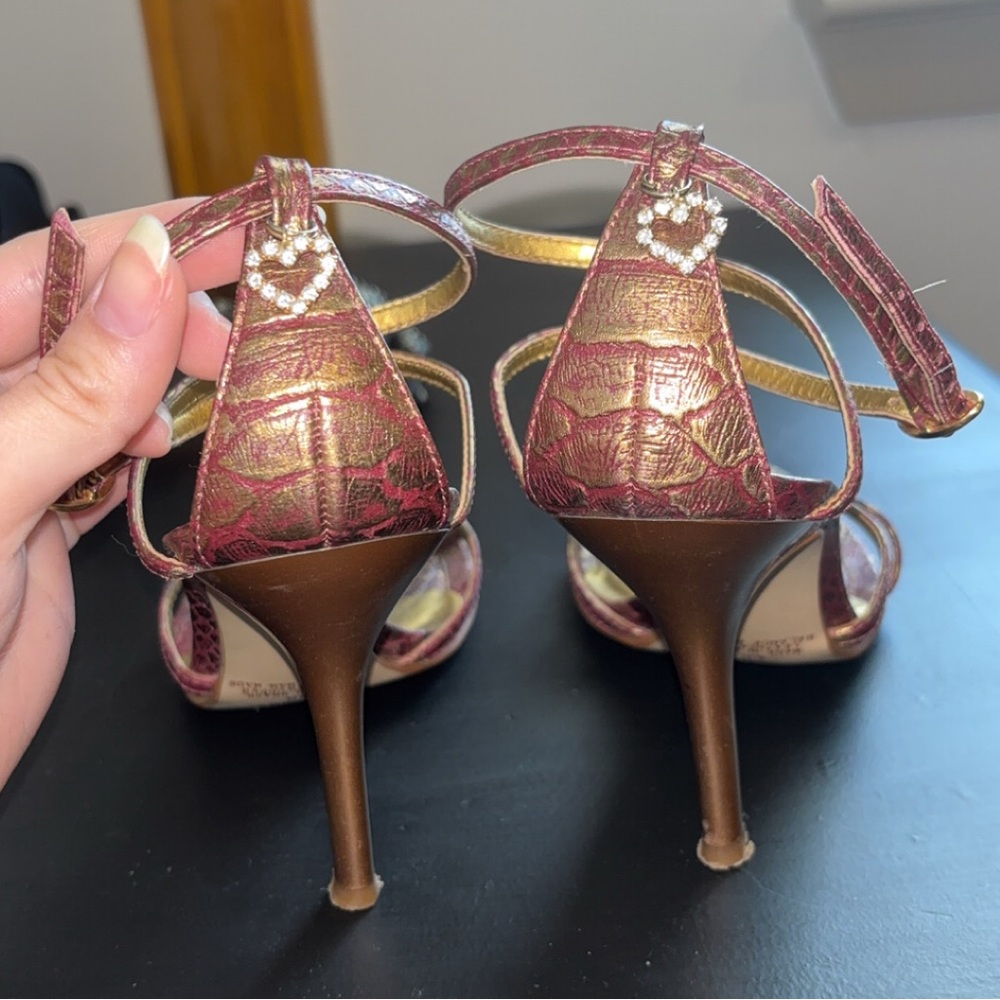Carlos Heart Charm & Snakeskin Strappy Heels - Picture 3 of 7